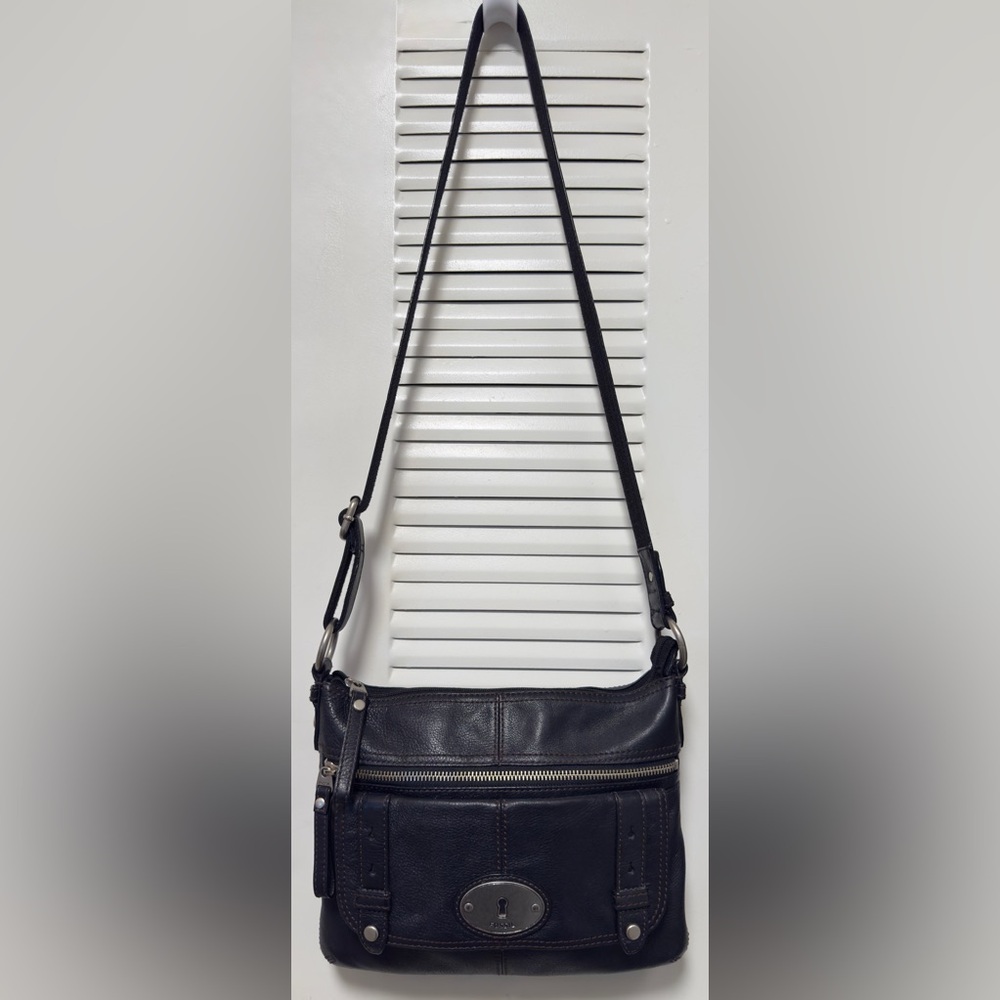 FOSSIL MADDOX BLACK LEATHER BAG CROSSBODY